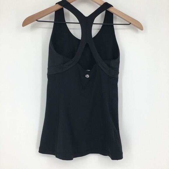 Lululemon Tank Top Womens 4 Black Run Fast Track Cutout Racerback Active Gym #B - Picture 9 of 9